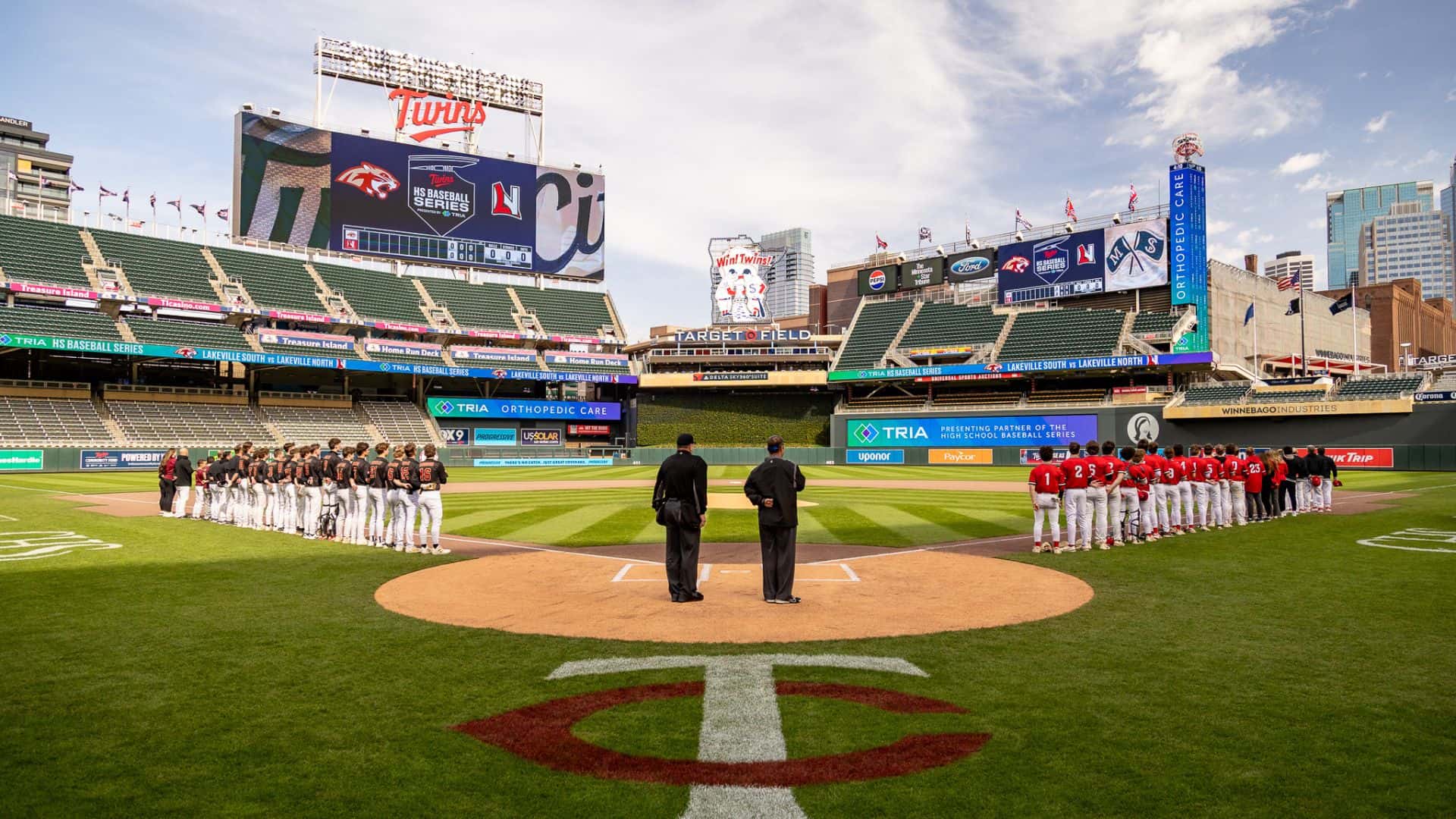 Lakeville Baseball Association players on a baseball field