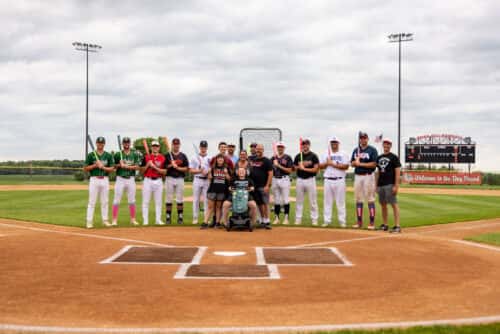 Jacob Kirchner and the Sluggers line up for a photo at the 10th Annual Home Town Bats Home Run Derby