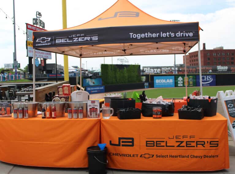 Belzer Tent and table set up