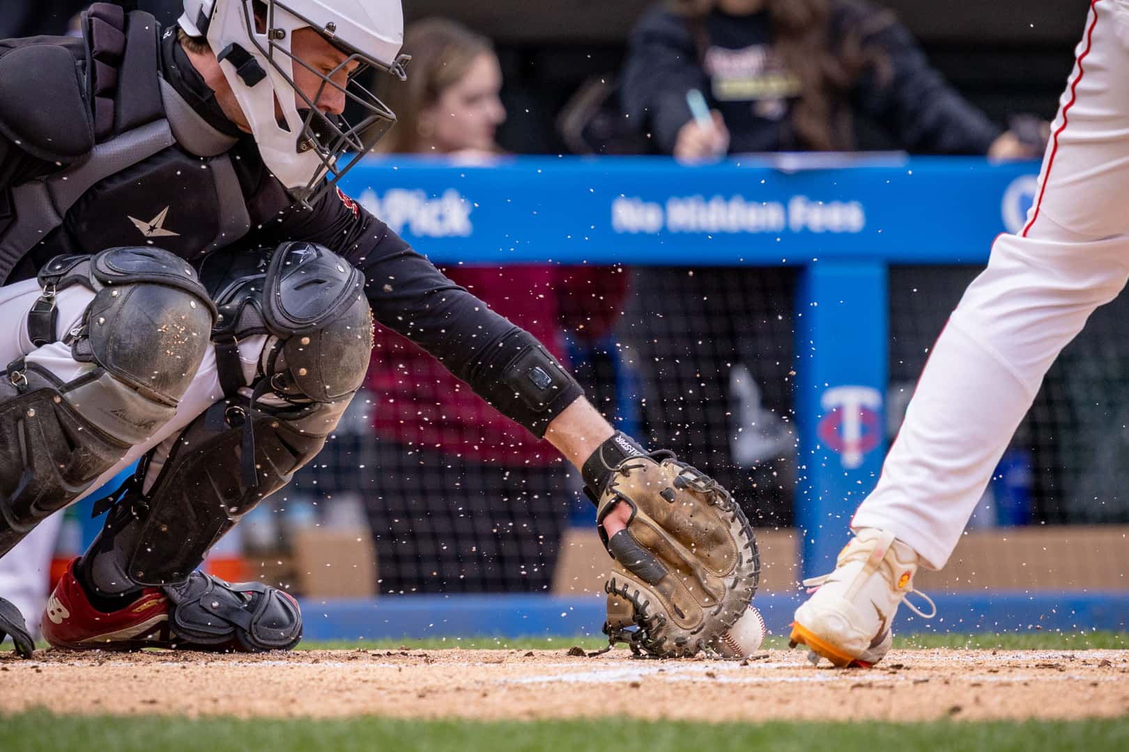 Lakeville South catcher behind the plate during the game at Target Field