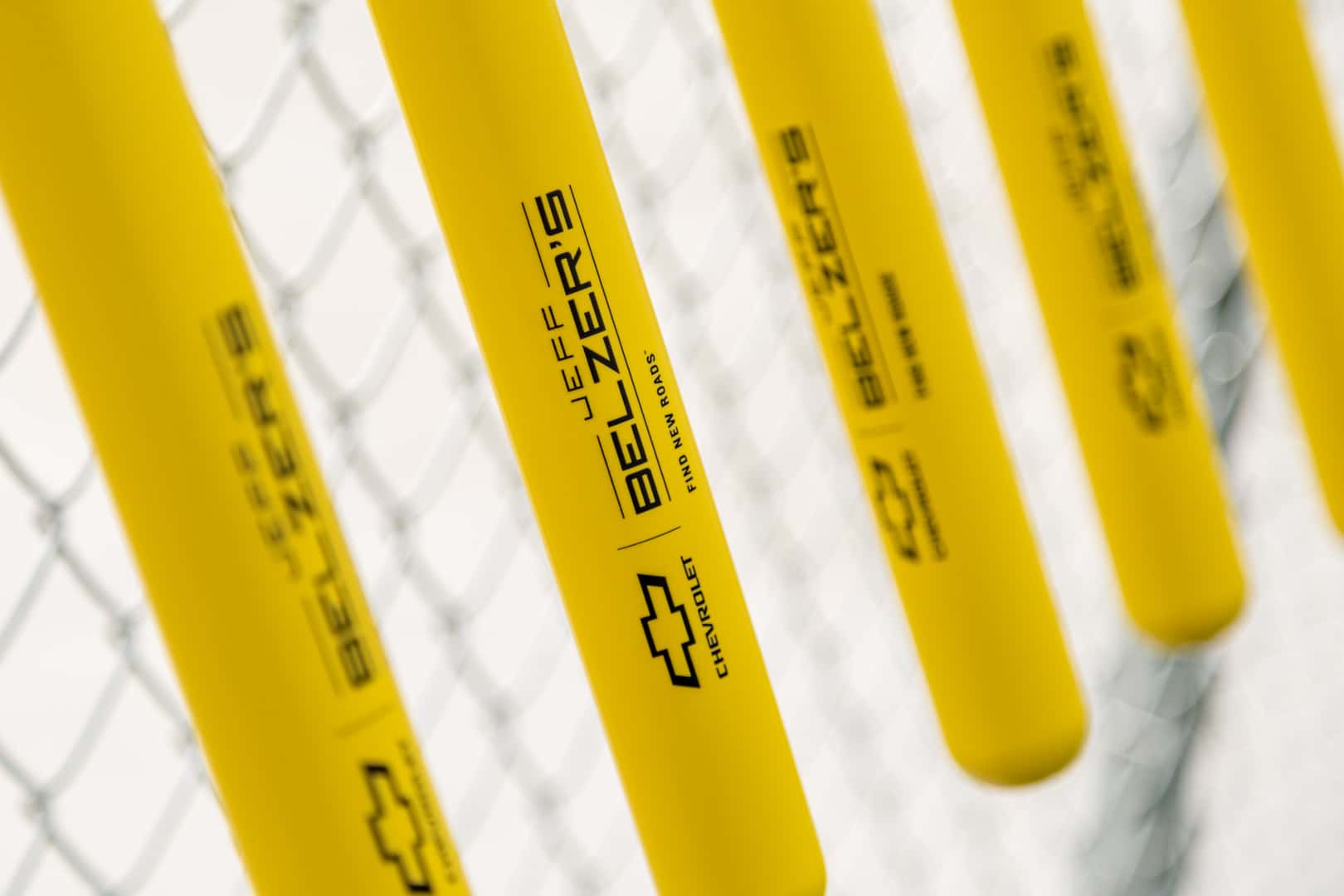Jeff Belzer’s branded baseball bats at the Prior Lake Miracle League opening