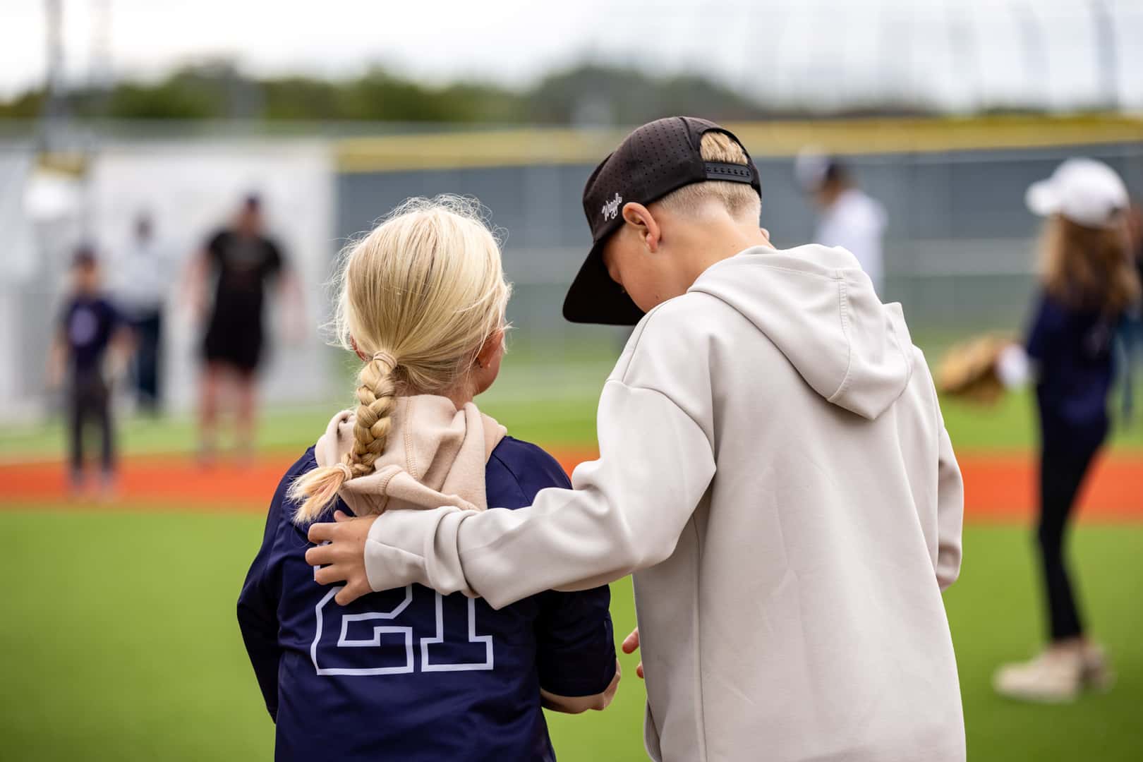 Players celebrating baseball at Gaby’s Grand Slam Stadium in Prior Lake
