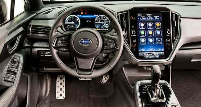 Subaru Crosstrek cabin showing high-mounted 11.6-inch touchscreen display