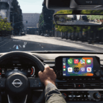 Person driving a nissan with apple play