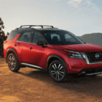 Nissan pathfinder near mountains