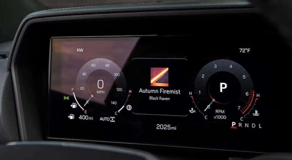 Close-up of the digital dash in a 2025 GMC Terrain.