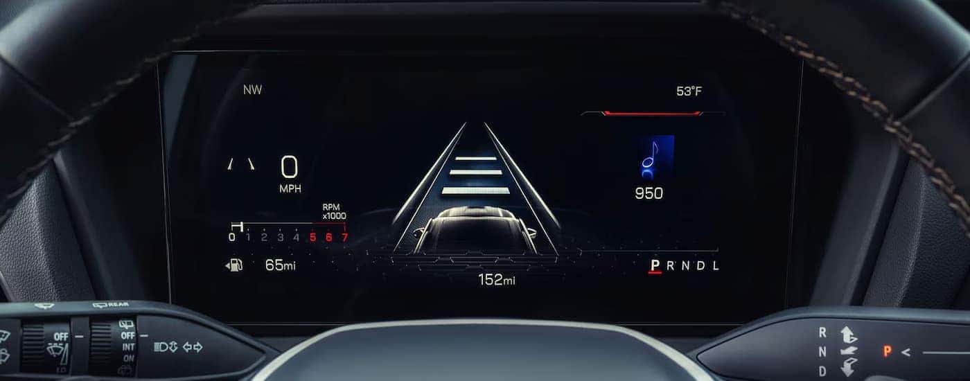 Close-up of digital gauge cluster on a 2025 GMC Terrain