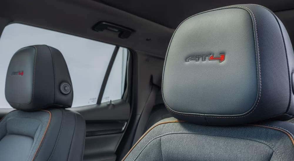AT4 badge on headrests in a 2026 GMC Terrain AT4.