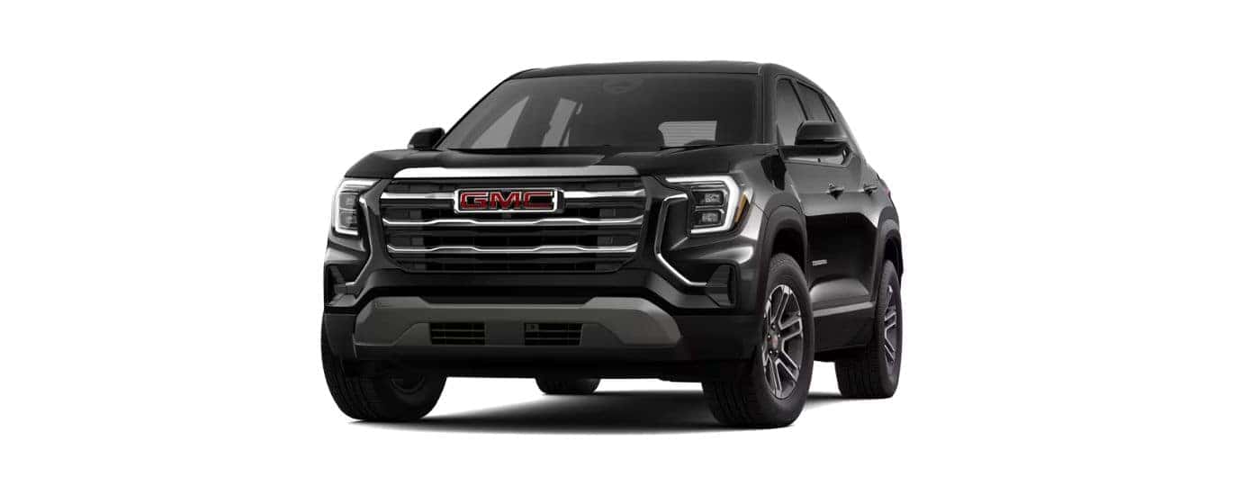 A black 2026 GMC Terrain angled left.