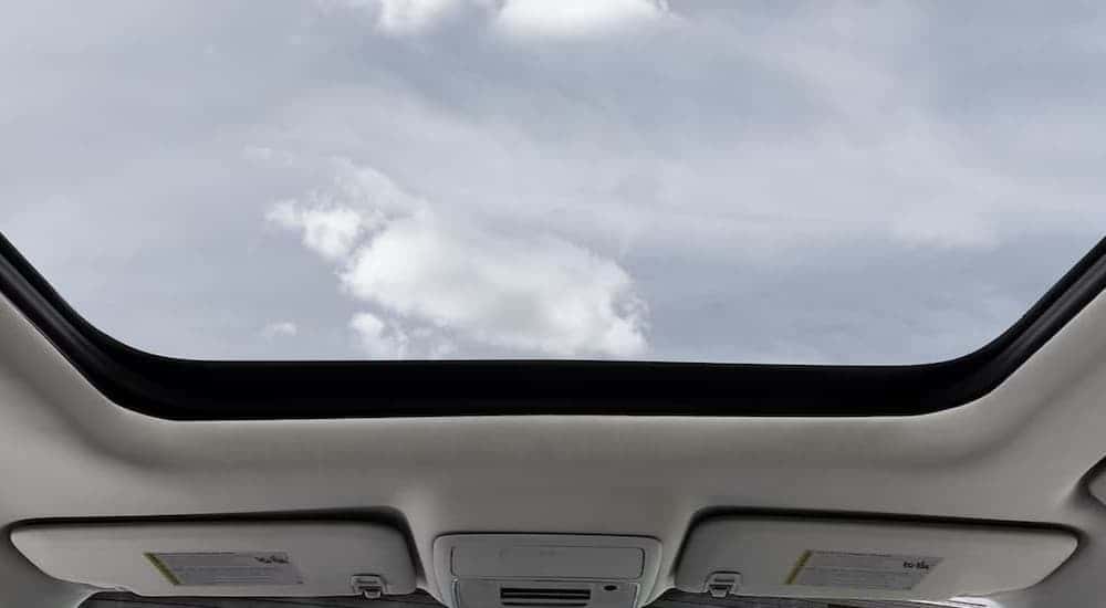 Close-up of the sunroof in a 2026 GMC Terrain.