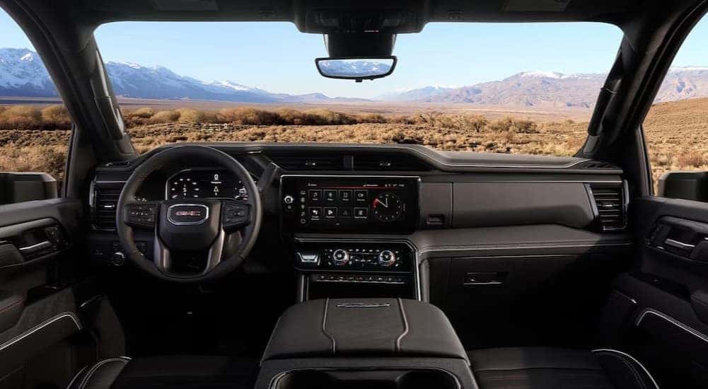 The black dash in a 2026 GMC Sierra 2500 HD.