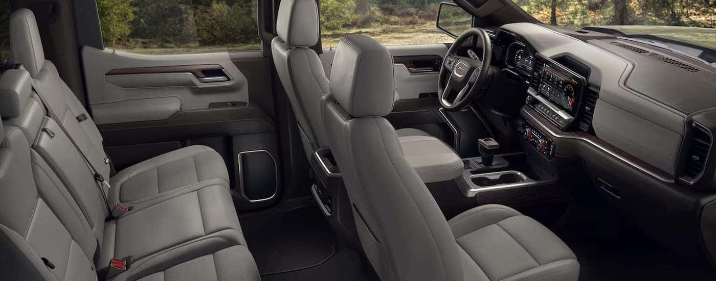The gray interior in a 2025 GMC Sierra 1500.