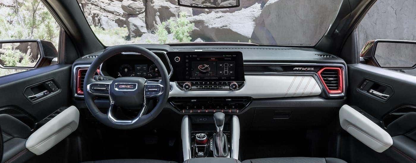 Dashboard and center console in a 2026 GMC Canyon