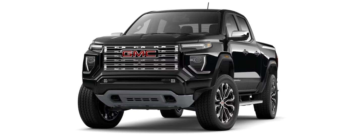 Black 2024 GMC Canyon Denali angled left