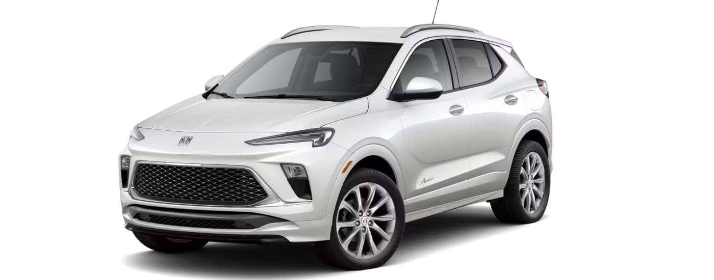 A white 2026 Buick Encore GX angled left.