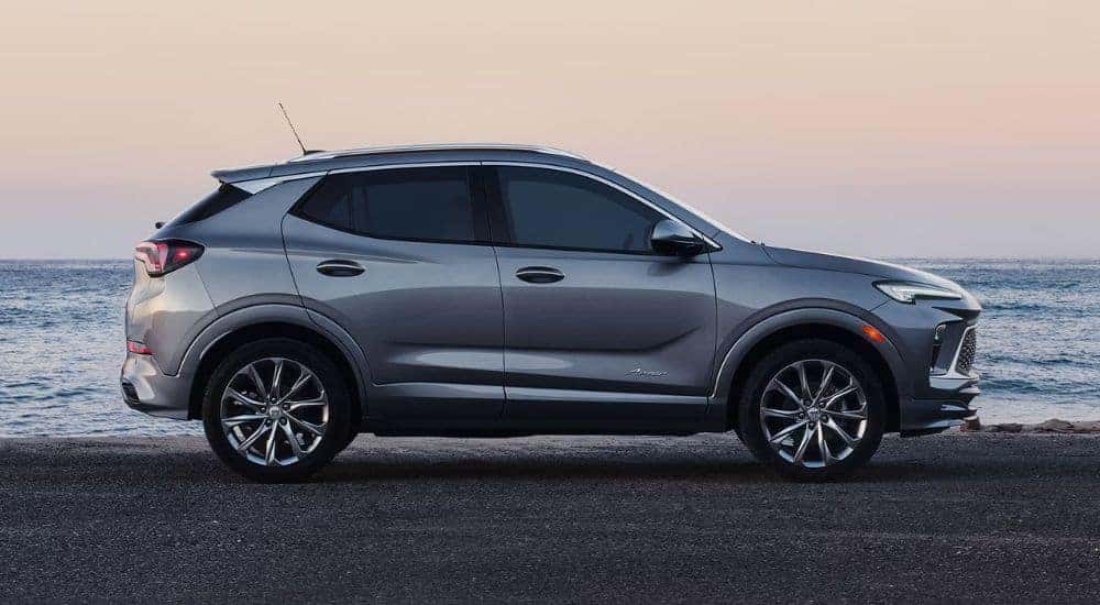 Grey 2026 Buick Encore GX parked in front of the ocean