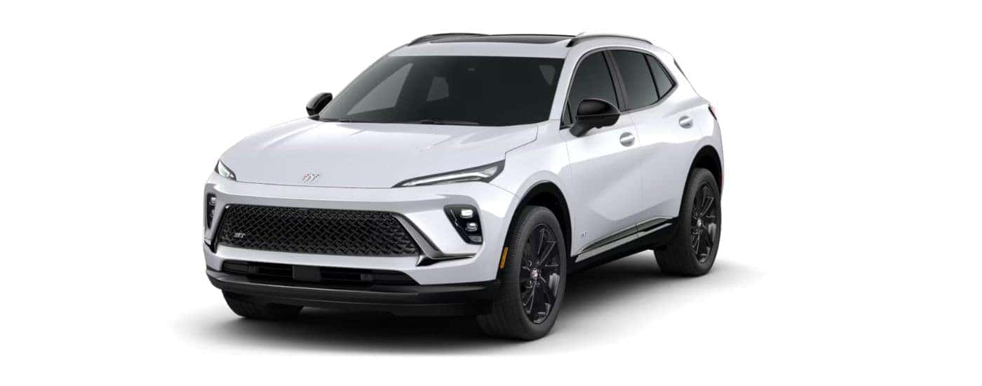 A white 2026 Buick Envision on a white background angled left.