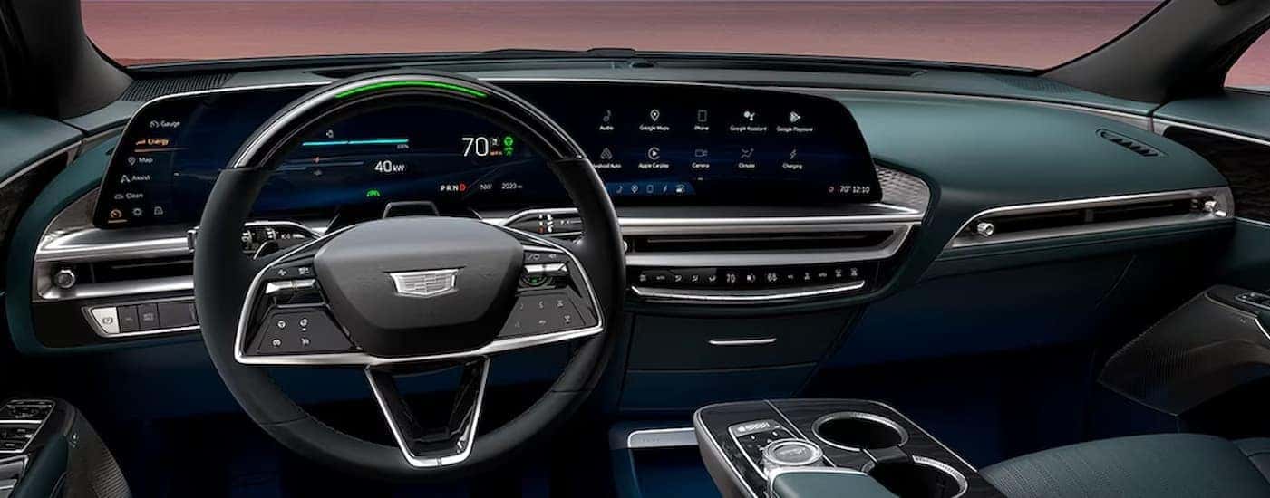 A close-up of the dash in a 2024 Cadillac LYRIQ is shown.