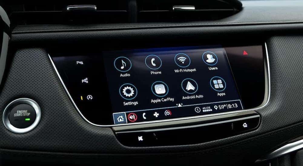 A close-up of the infotainment screen in a 2024 Cadillac XT5.