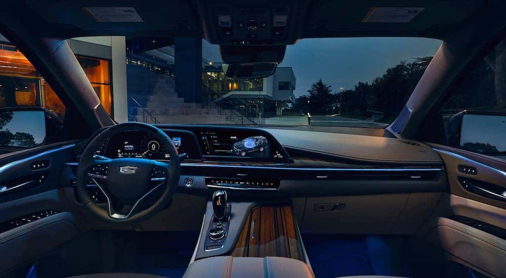 The interior of a 2024 Cadillac Escalade at a used Cadillac dealer.