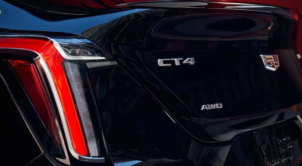 Rear view of a black 2025 Cadillac CT4.