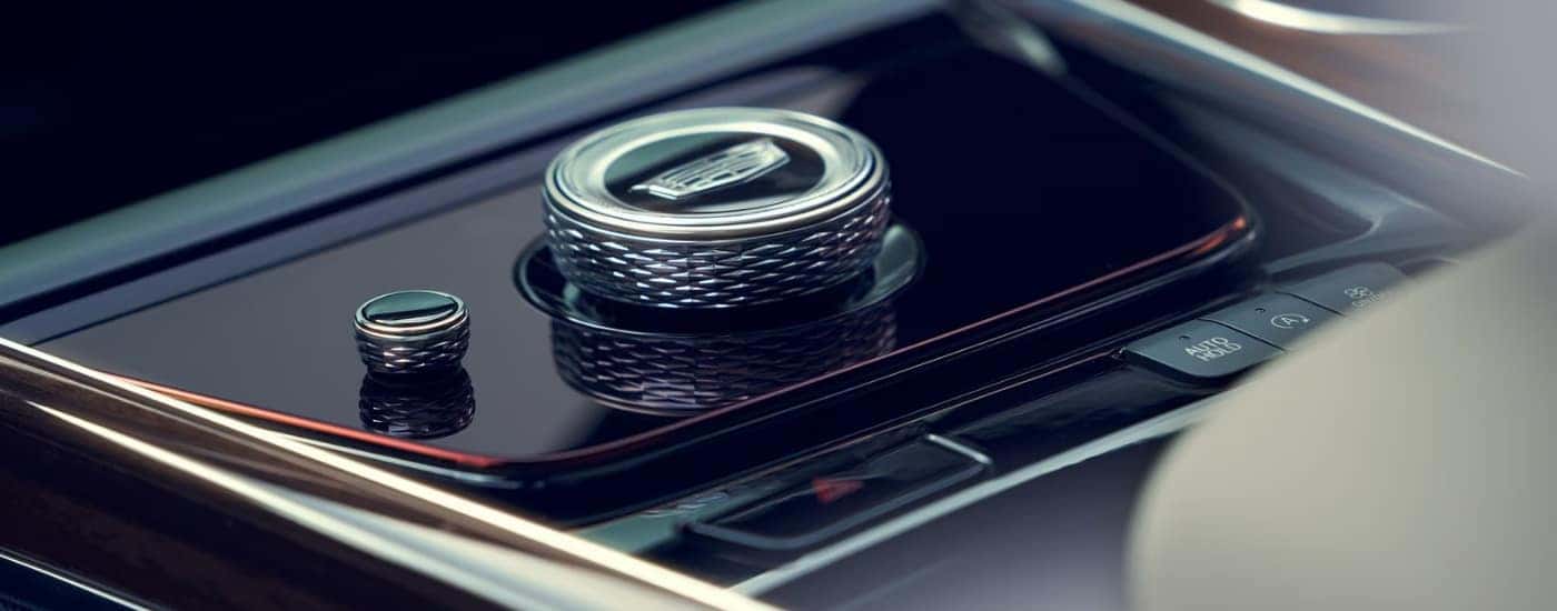 A knob is shown on the center console in a 2025 Cadillac Escalade.