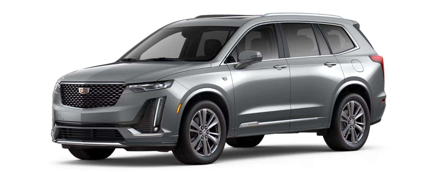 A silver 2024 Cadillac XT6 Premium Luxury angled left.