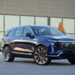 A blue 2026 Cadillac VISTIQ for sale from the front at an angle.