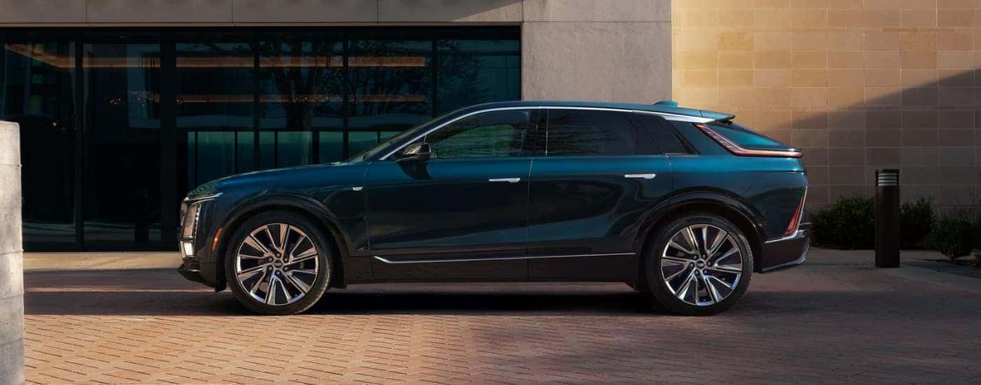 A dark blue 2025 Cadillac LYRIQ for sale near Marietta is shown.