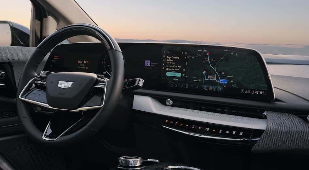 Infotainment and digital gauge cluster on a 2026 Cadillac OPTIQ-V