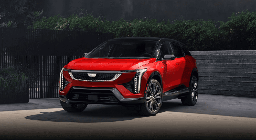 Red 2026 Cadillac OPTIQ head on
