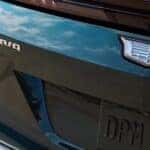 Close-up of the Badges on a green 2026 Cadillac LYRIQ.