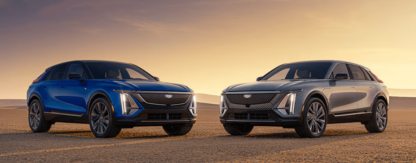 Two 2026 Cadillac LYRIQs parked side by side