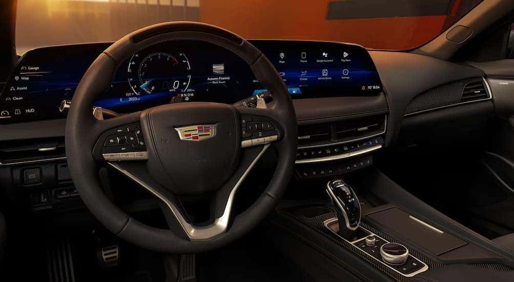 The black dash in a 2026 Cadillac CT5.