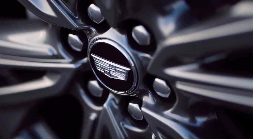Close-up of the rim on a 2026 Cadillac OPTIQ for sale in Atlanta.