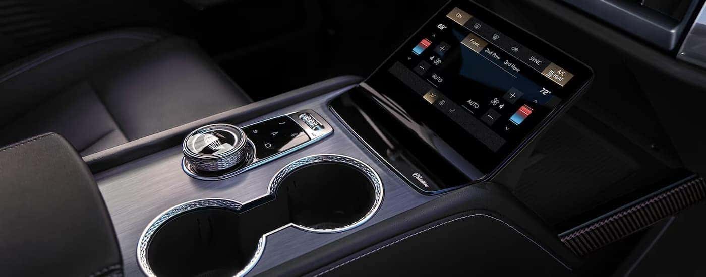 Center console and infotainment screen in a 2026 Cadillac VISTIQ