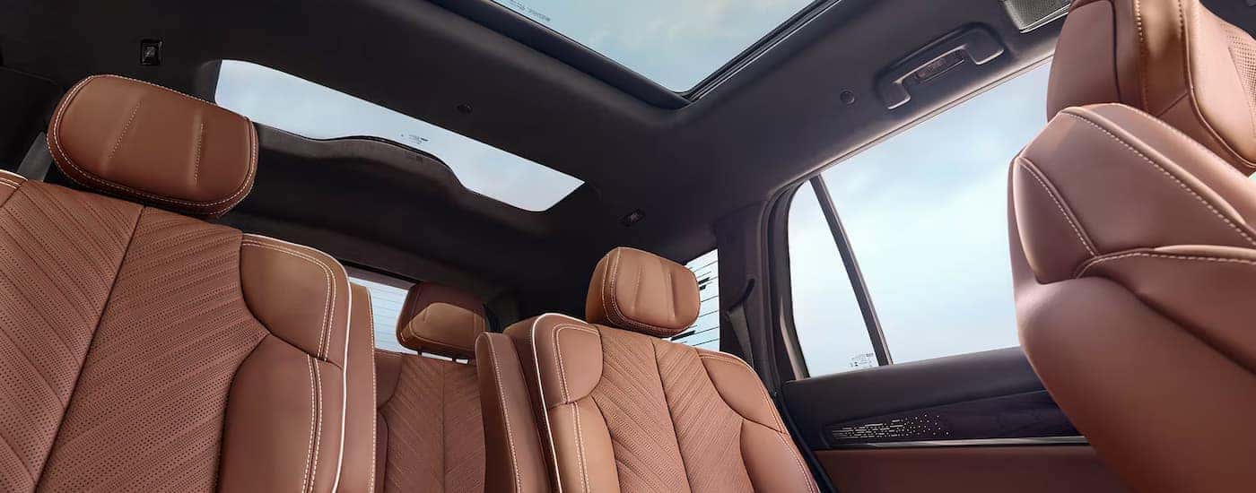 Brown leather interior seating in a 2026 Cadillac VISTIQ