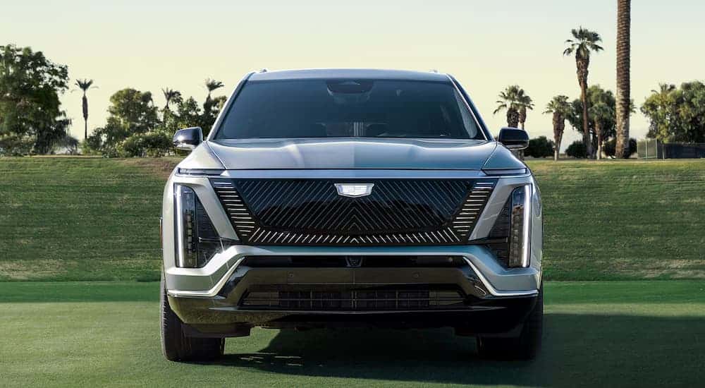 Grey 2026 Cadillac VISTIQ parked on a golf course