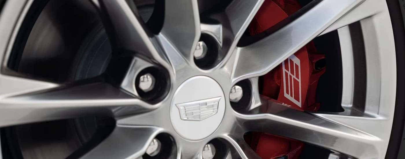Close-up of a wheel on a 2026 Cadillac CT4.
