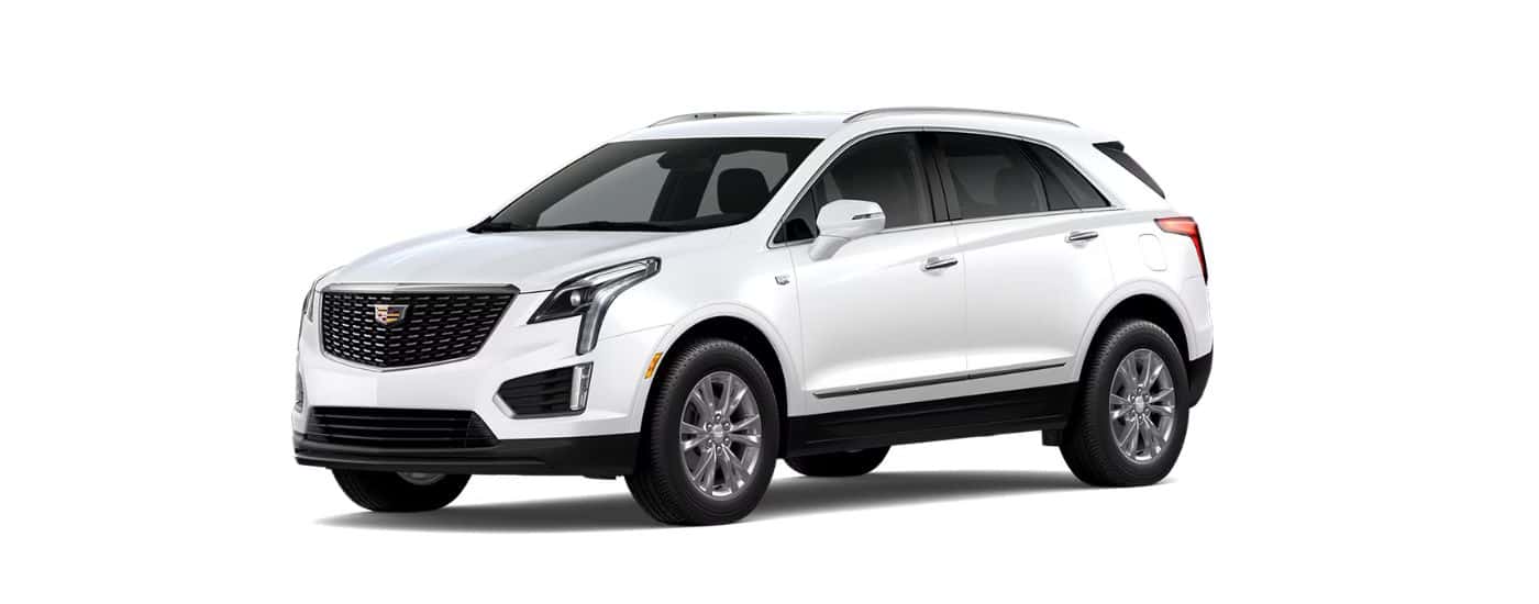 A white 2026 Cadillac XT5 angled left on a white background.