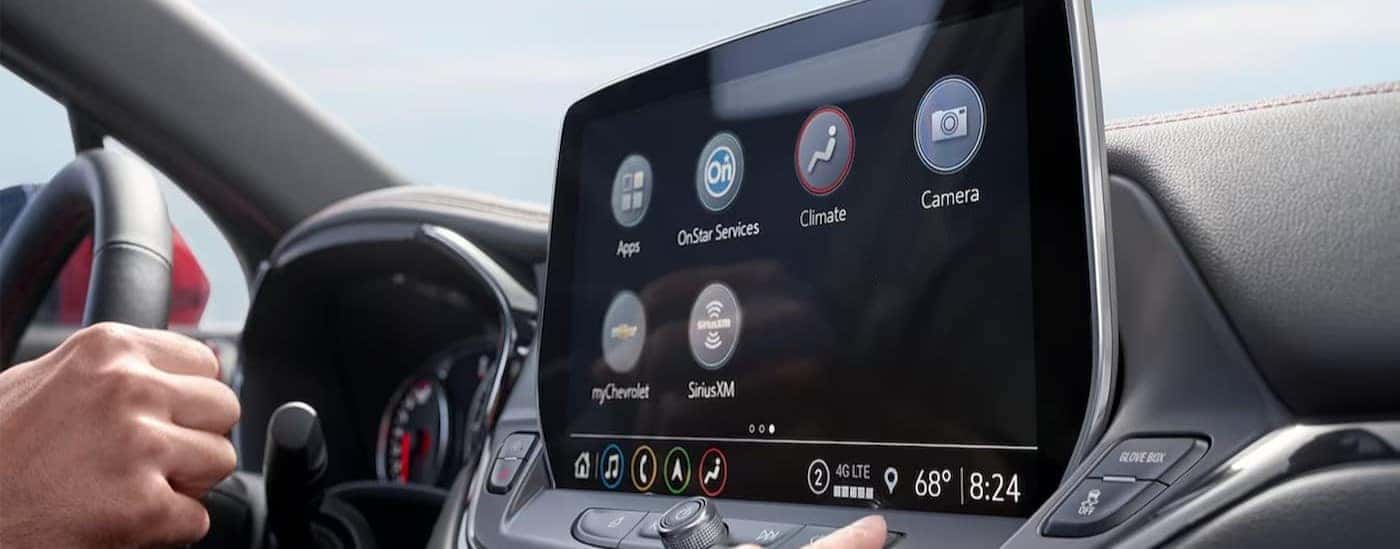 A close-up of the infotainment center in a 2024 Chevy Blazer is shown.