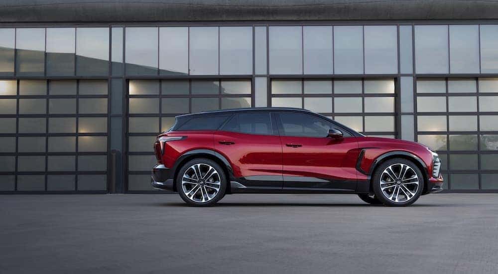 A red 2024 Chevy Blazer EV SS is shown from the side.