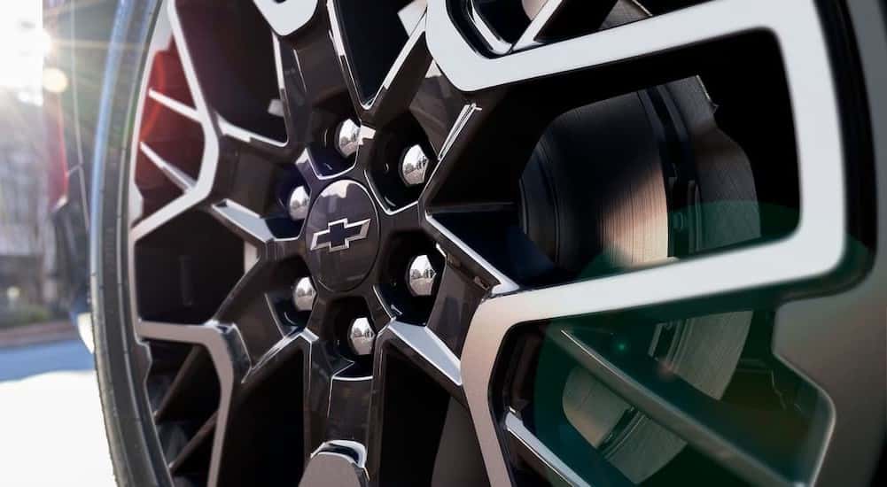 Close-up of a wheel on a 2025 Chevy Blazer.