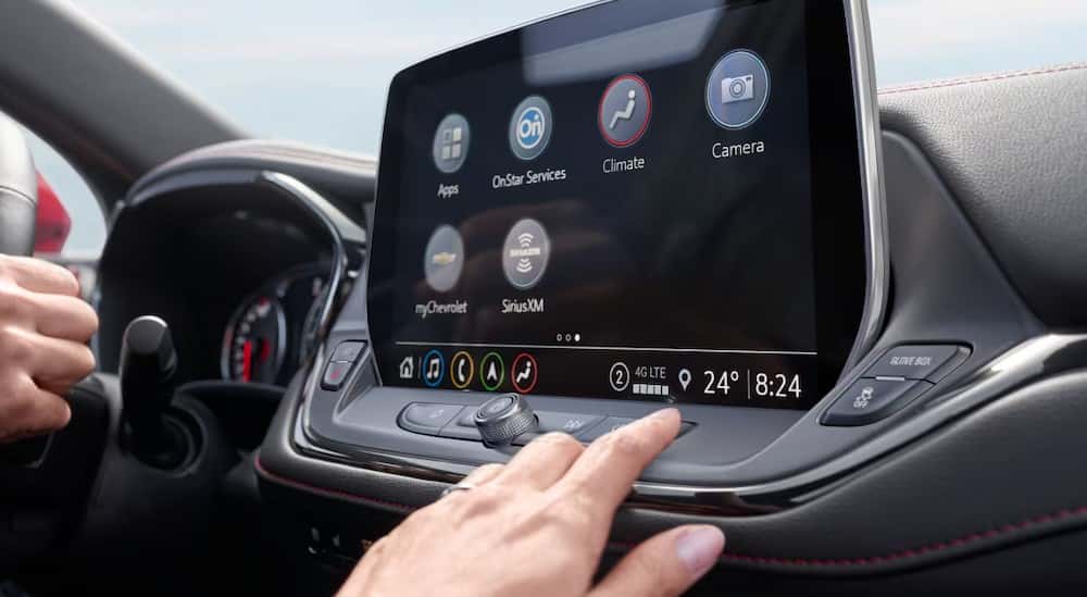 Close-up of the infotainment screen in a 2025 Chevy Blazer.
