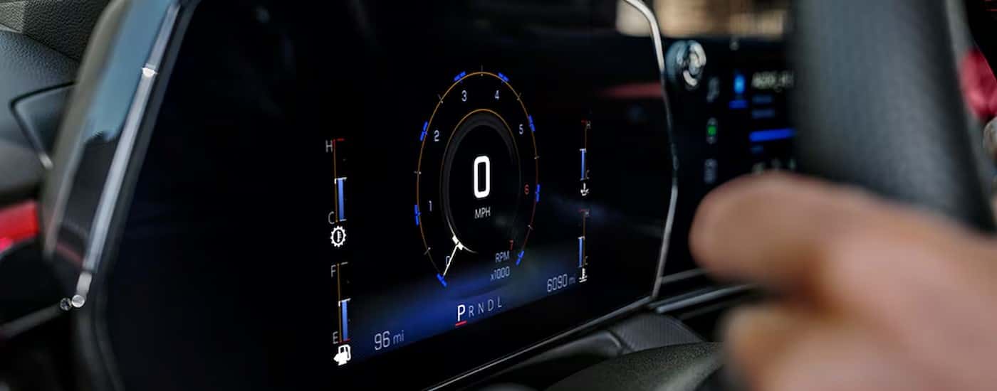 Close-up of the digital dash in a 2025 Chevy Trailblazer.