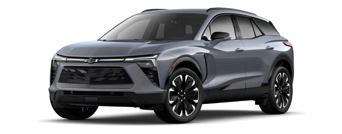 A grey 2024 Chevy Blazer EV RS angled left.