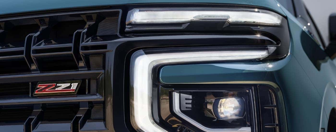 The green front of a 2025 Chevy Tahoe for sale near Marietta.