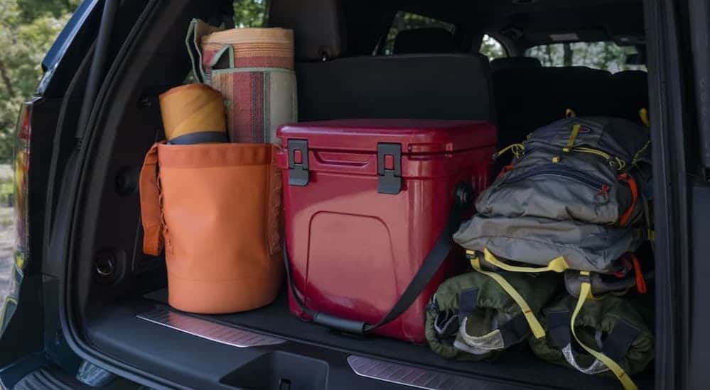 The rear cargo area in a 2025 Chevy Tahoe.