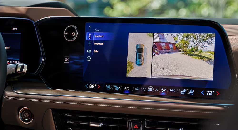 Infotainment system on a 2026 Chevy Tahoe displaying the backup camera.