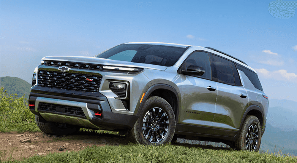 Silver 2026 Chevy Traverse Z71 parked on a hill